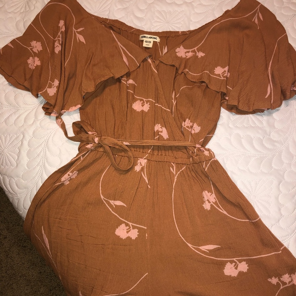 Flowy Tan Floral Romper
